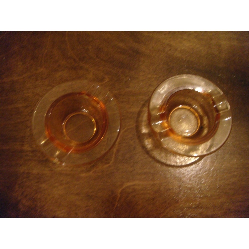 2 lot small personal vintage glass ashtray pink/peach color estate sale find‎
